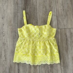 Lilly Pulitzer Bright Yellow Eyelet Strap Top